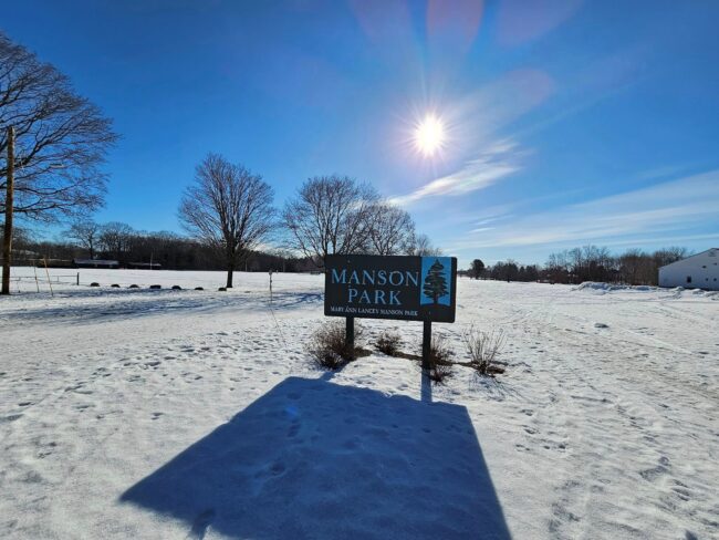 m31 Sign on snowy field