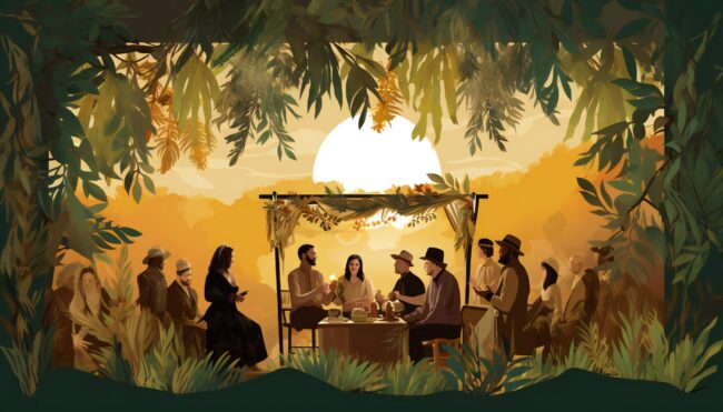 Illustration of Sukkot Jewish celebration