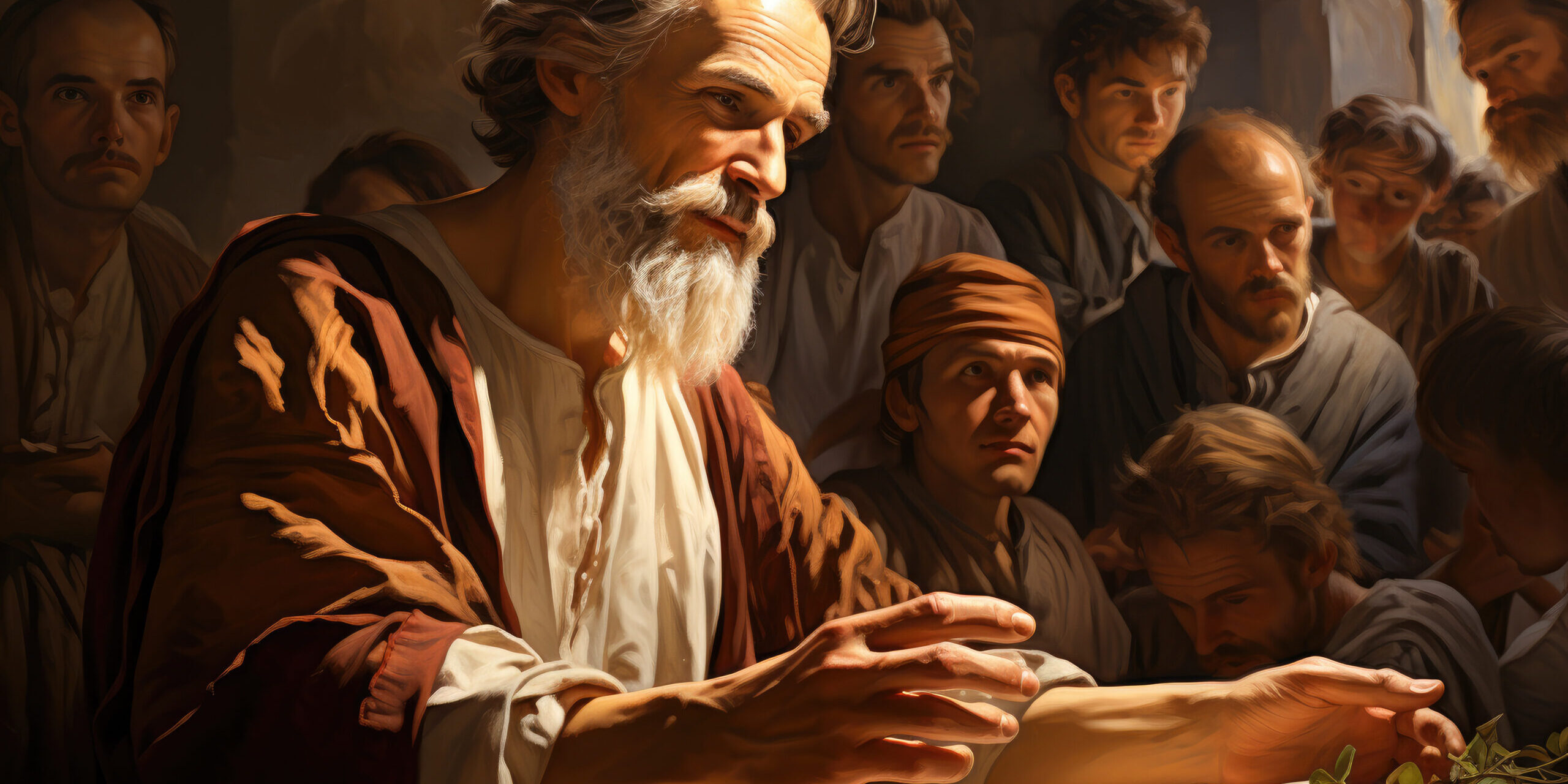 Apostle Paul preaching in the synagogue to the Ephesians Generative AI Illustration